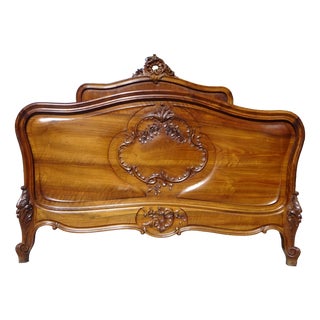 Antique Louis XV Style Walnut Bed, 1890s For Sale