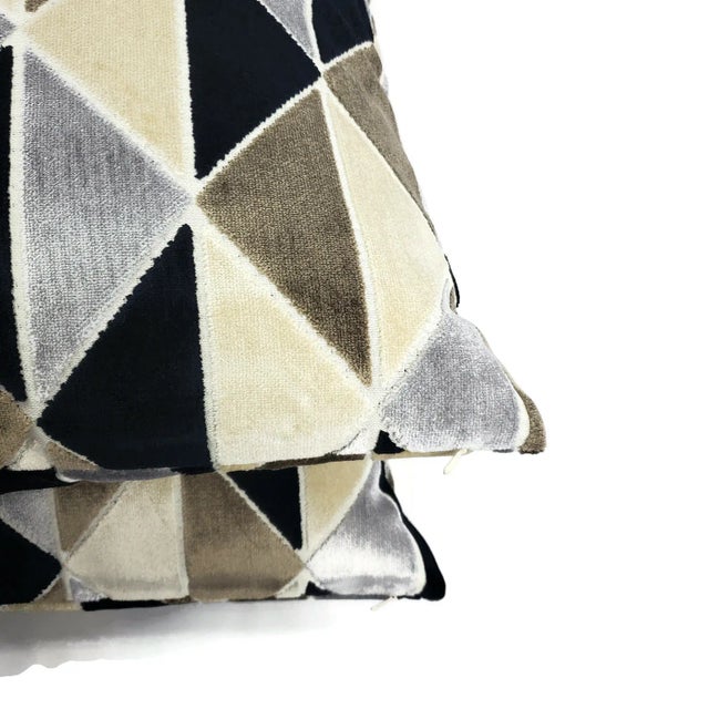 Tova in Blackstone Geometric Velvet Pillow Cover For Sale In Portland, OR - Image 6 of 8