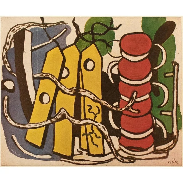 A rare First German Edition period offset lithograph, print, of painting "The Yellow Labels" (1947) by Fernand Léger....