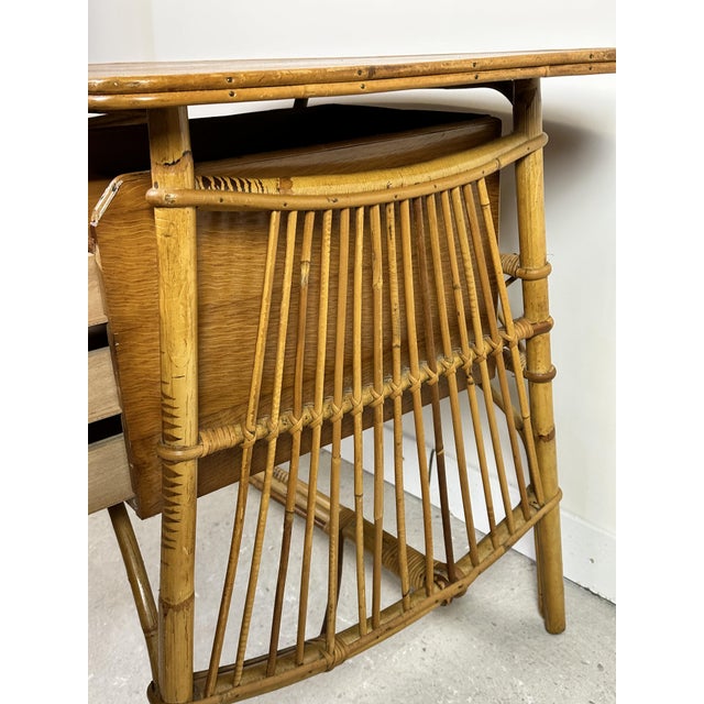 Wood Vintage Rattan Desk, 1960s For Sale - Image 7 of 12