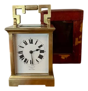 Antique Victorian French Brass Striking Carriage Clock, 1880