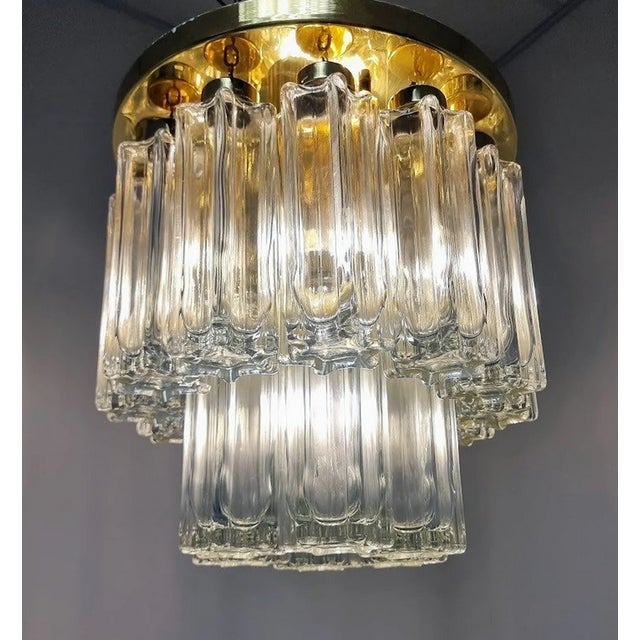 Gold Mid-Century Modern Brass Glass Ceiling Light from Glashütte Limburg, 1980s For Sale - Image 8 of 10