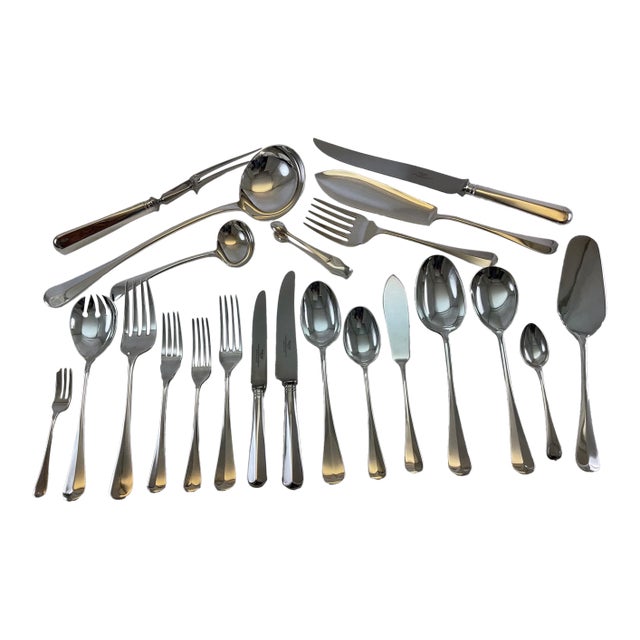 New 1980s Complete European Cutlery Set for 12, Including Fish Eaters & Serving Pieces 132 Pieces For Sale