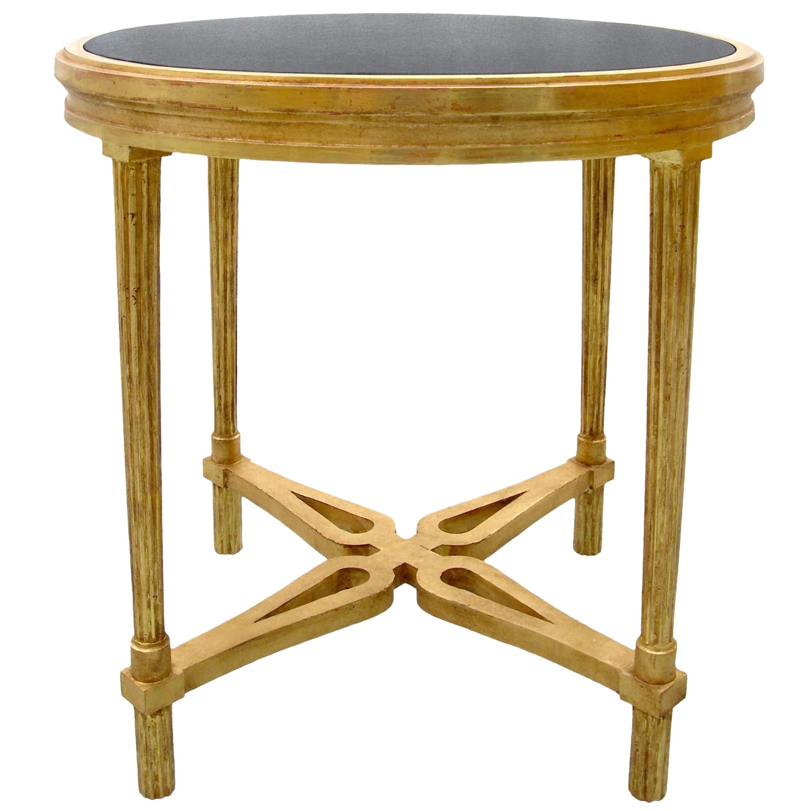 Carved Italian Giltwood Table With Granite Top by Randy Esada Designs