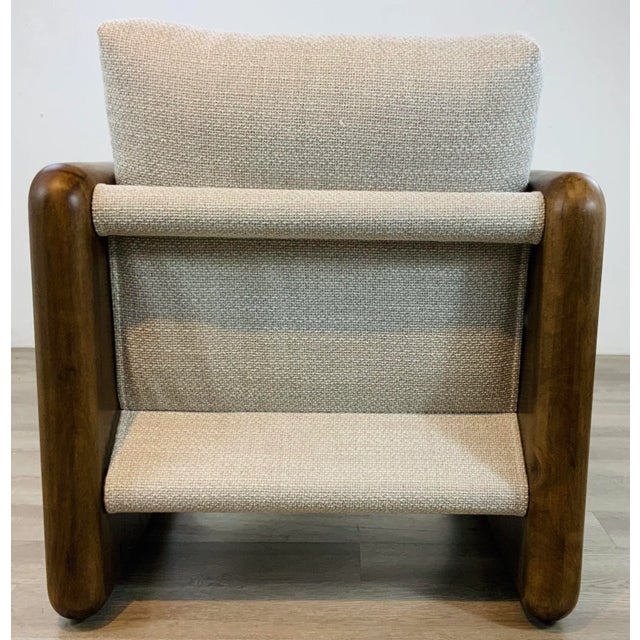 Brown Mid-Century Modern Style Walnut Finished Club Chairs Pair For Sale - Image 8 of 9