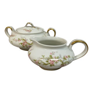 Theodore Haviland Limoges Porcelain Sugar Bowl and Creamer-Set of 2 For Sale
