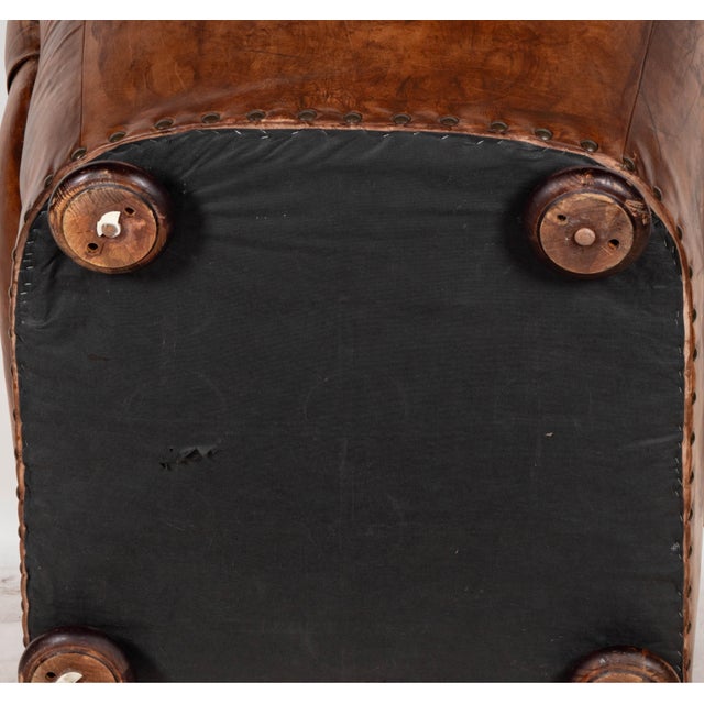 Brown Ralph Lauren Leather Writer's Chair Wingback Distressed by Henredon For Sale - Image 8 of 8