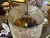 Pottery Barn lightweight metal lamp base with mica lampshade. Mica shade 15 diameter, 9.5 height