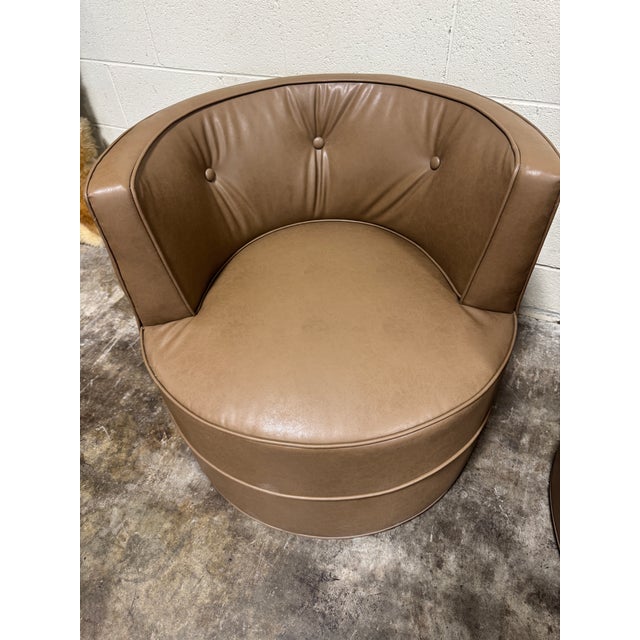 Castro Convertibles Mid Century Swivels Thibaut Vegan Leather - A Pair For Sale - Image 10 of 11