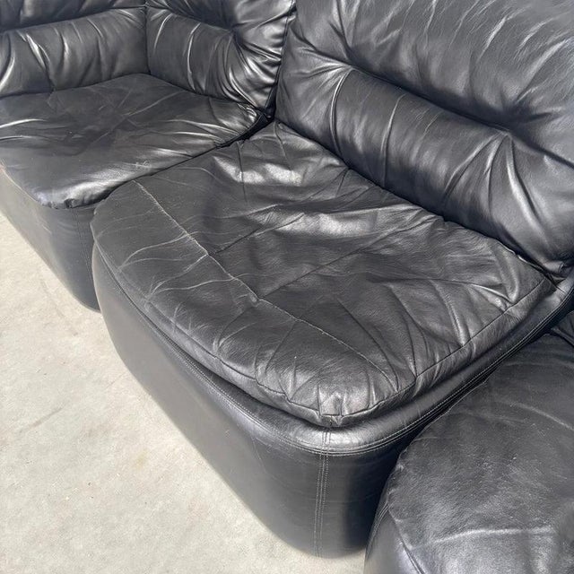Black Leather Modular Sofa, 1970s, Set of 5 For Sale - Image 11 of 12