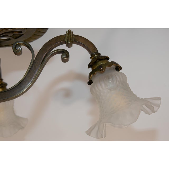Brown Bronze Ceiling Light, 1920s For Sale - Image 8 of 13