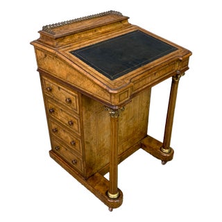 Victorian Inlaid Burr Walnut Davenport Desk, 1865 For Sale