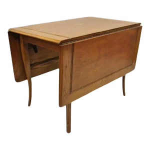 Vintage Mid Century Modern Klismos Saber Leg Oak Drop Leaf Dining Table