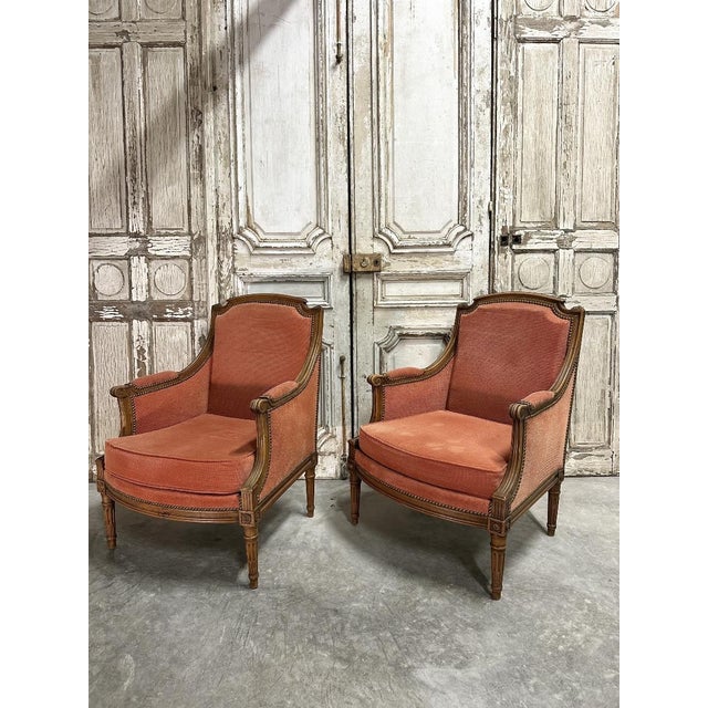 Louis XVI Style Bergère Armchairs, 1940s, Set of 2 For Sale - Image 11 of 11