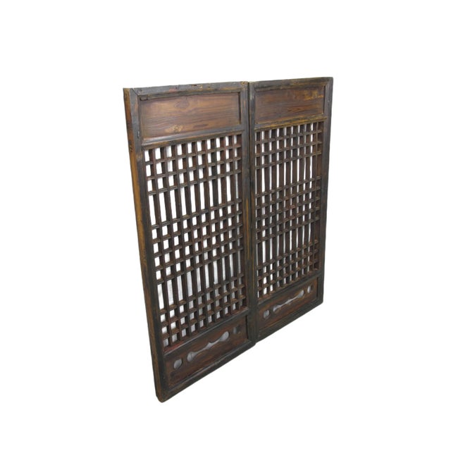 Chinese Pair of Vintage Chinese Latticed Screen Panel 1 For Sale - Image 3 of 8