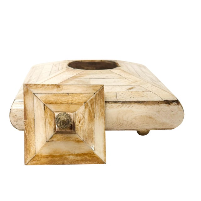 Metal 1970s Maitland Smith Style Bone Inlaid Box With Brass Finial For Sale - Image 7 of 13