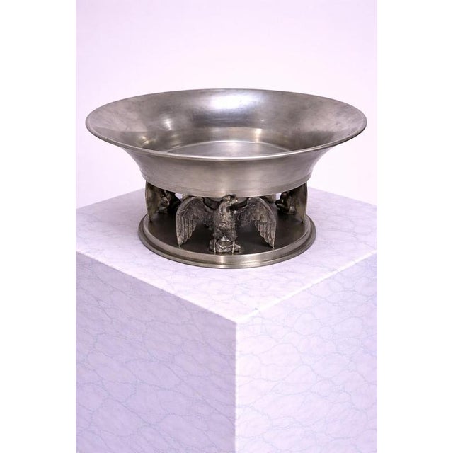 Art Deco Pewter Centerpiece Bowl with Eagle Motif from Ystad Tenn, Sweden, 1930s For Sale - Image 6 of 8