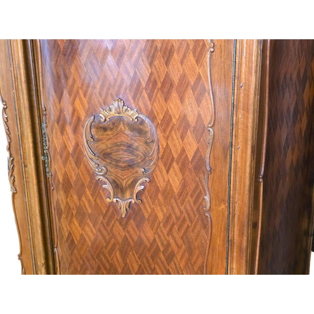 Wood Early 1900s Triple Width Walnut Louis XV French Style Armoire. For Sale - Image 7 of 18