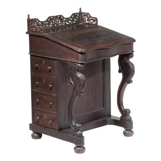Historic Sea Captain's Oak Davenport Desk For Sale