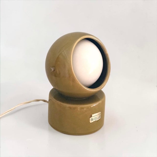 Vintage Space Age Table Lamp in Olive Green Ceramic, Italy, 1970s For Sale - Image 12 of 12