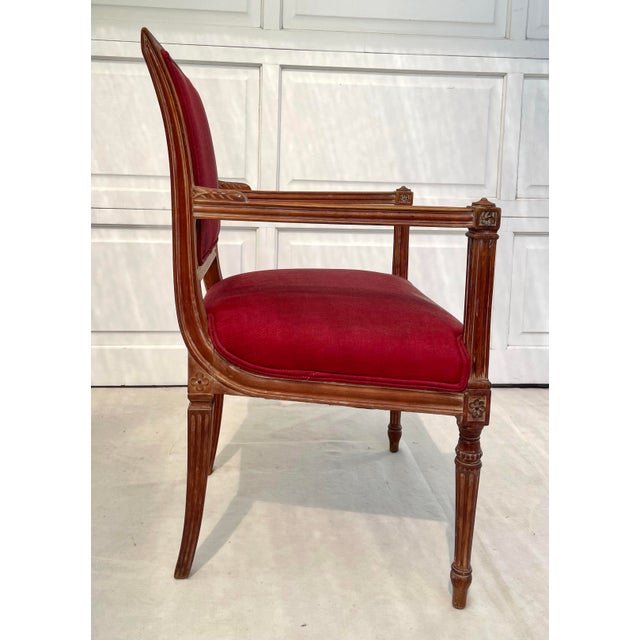 Early 20th Century French Empire Louis XVI Carved Wood Armchair For Sale - Image 5 of 11