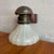 Metal Antique Industrial Cast Iron Wall Sconce With Milk Glass Shade For Sale - Image 7 of 12