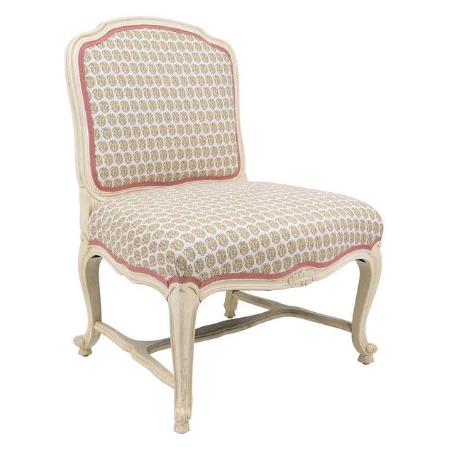 French 19th Century Louis XV Style Painted Slipper Chairs- a Pair For Sale - Image 3 of 12