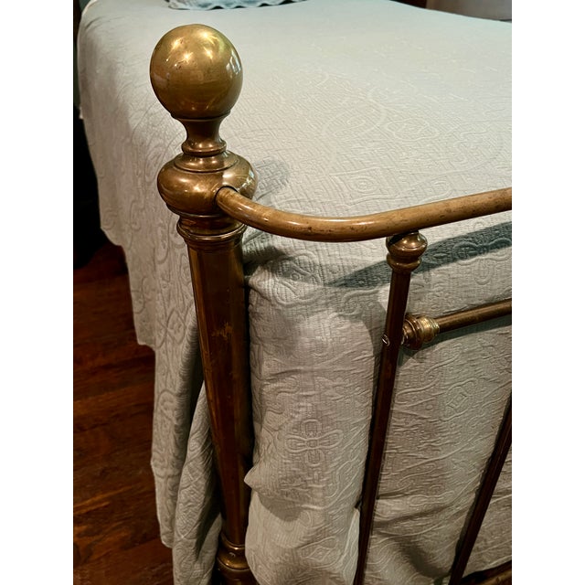 Pair of Antique Victorian Brass Twin Beds With Original Cast Iron Dovetail Rails For Sale - Image 16 of 17