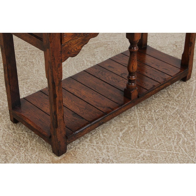 English Country Style Oak 5 Drawer 2 Tier Server For Sale - Image 13 of 16