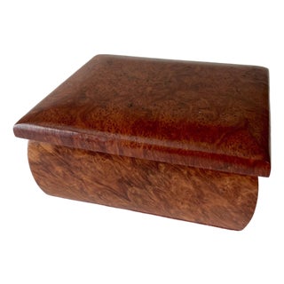 1990s Burl Wood Jewelry Keepsake Box For Sale