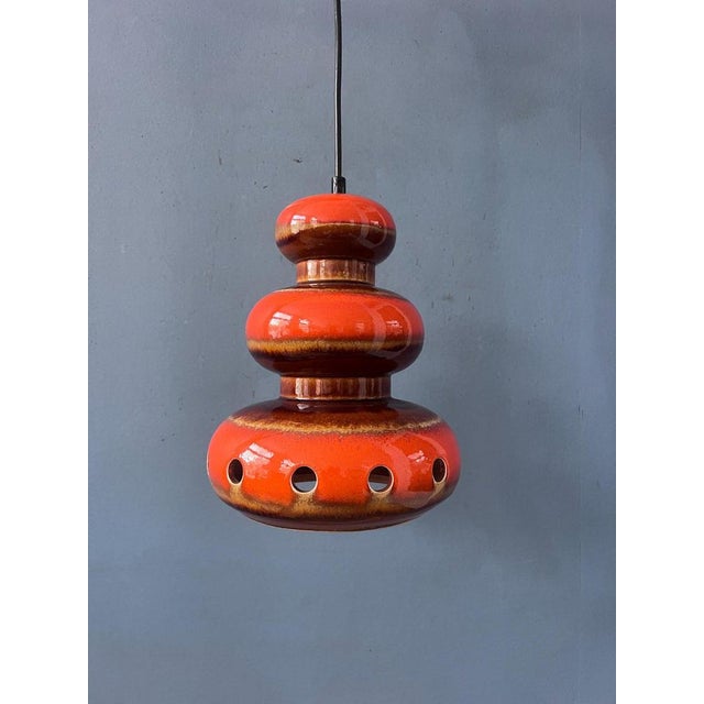 Red Ceramic Pendant Lamp, West Germany For Sale - Image 13 of 13