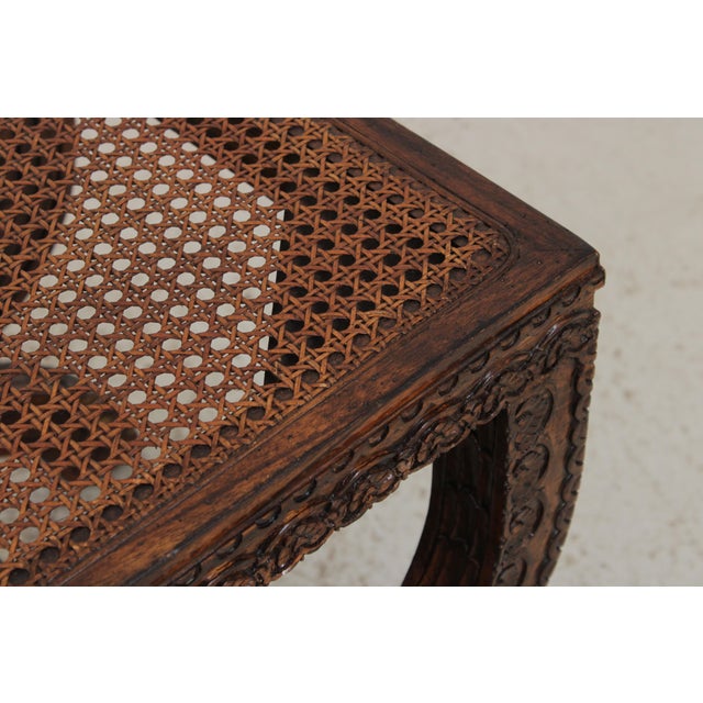 Brown French Louis XIV Double Seat Cane Bench For Sale - Image 8 of 16