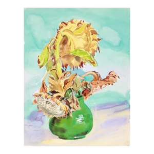 Mature Sunflowers 20th Century Watercolor