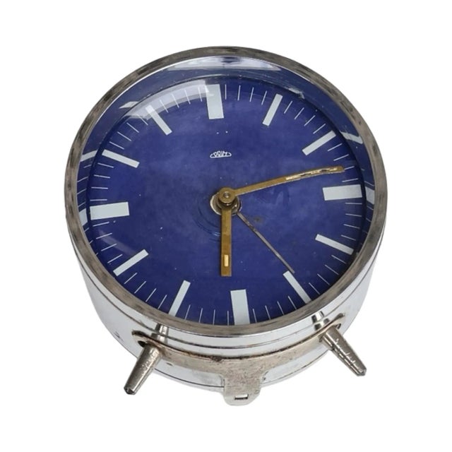 1970s Prim Chrome Alarm Clock, Vintage Mechanical Clock, Czechoslovakia, 1970s. For Sale - Image 5 of 18