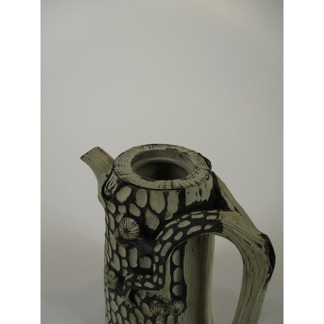 Mid 20th Century Segment Mud Clay Teapot China Yixing Zisha Style Pottery Handmade Tree Trunk Bug For Sale - Image 4 of 12