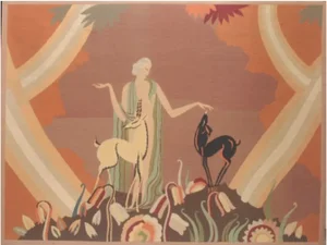 Art Deco French Wool Needlepoint Tapestry in the style of Jean Dupas, 1930s