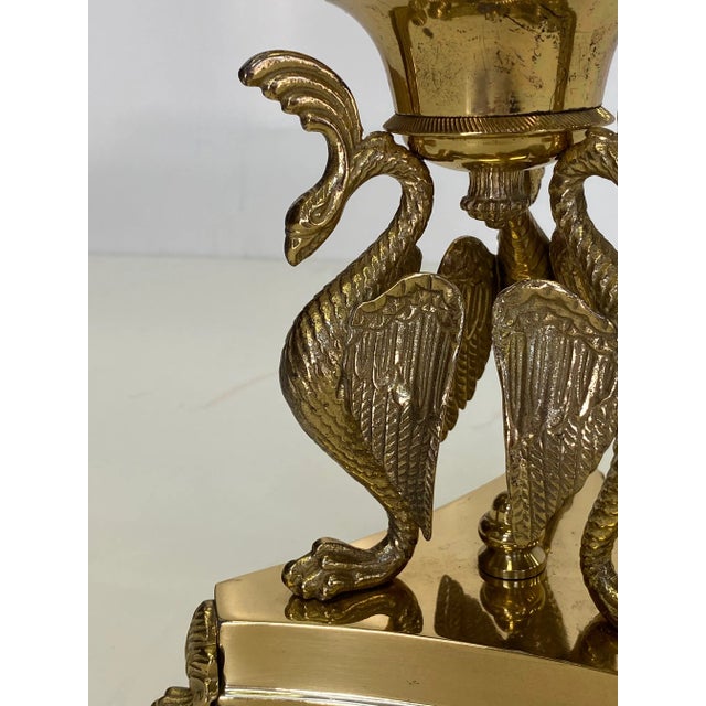 Traditional Brass & Blown Glass Hurricanes With Birds -Pair For Sale - Image 3 of 10