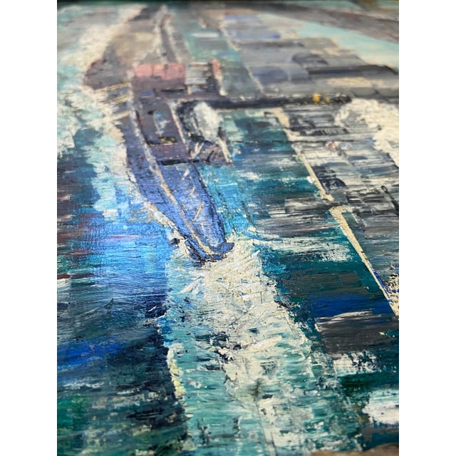 Original Impressionist Boat and Bridge Painting For Sale - Image 9 of 10