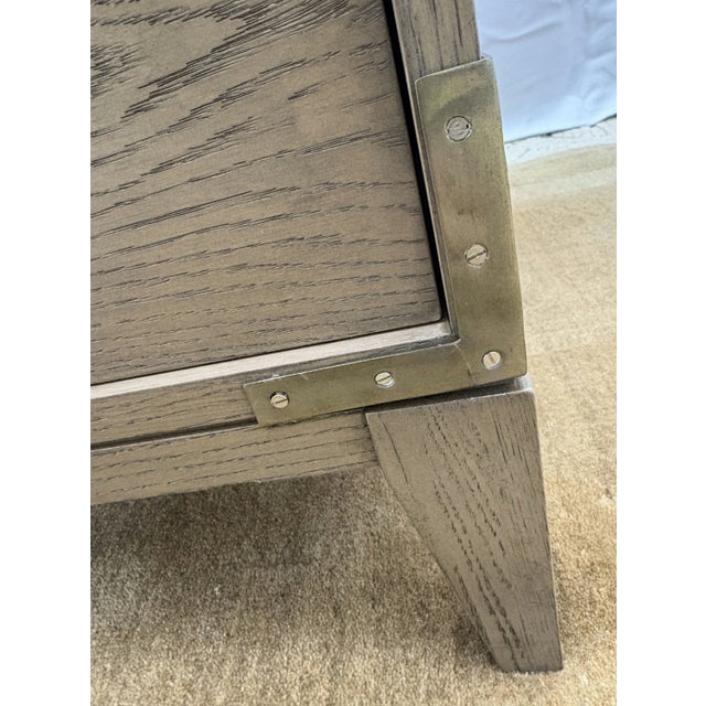Rh Cayden Campaign Closed Nightstand – 26” Waxed Grey Oak With Pewter Hardware For Sale - Image 16 of 18