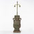 Very rare pair of bronze lamps with patinated "verdigris" silk shades. This piece is designed in the style of the selected...