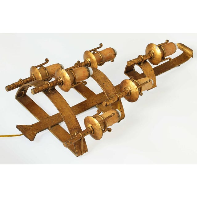 Mid-Century Modern Large Vintage French Wrought Iron Wall Sconce For Sale - Image 3 of 9