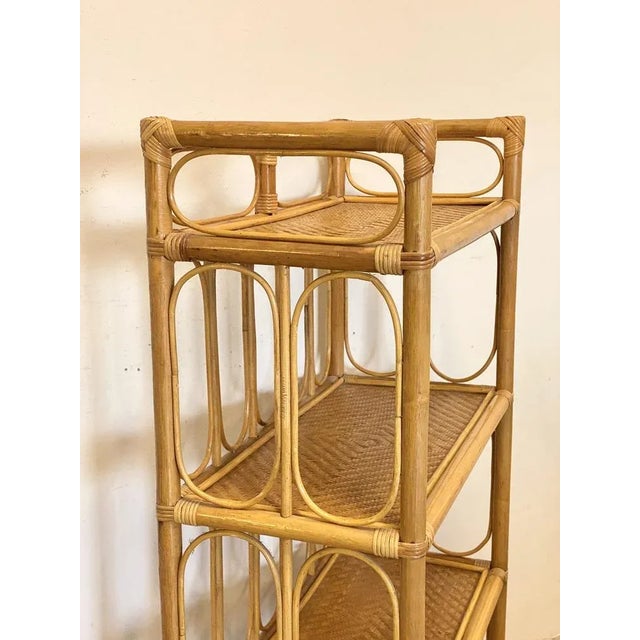 Light Yellow Shelf in Wicker and Bamboo, 1970s For Sale - Image 8 of 10