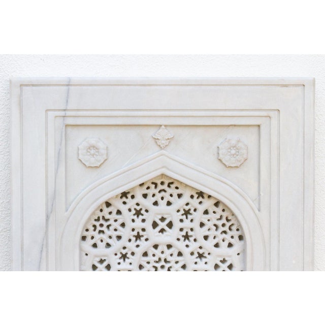 1990s Taj Carved Indian Marble Window For Sale - Image 5 of 11