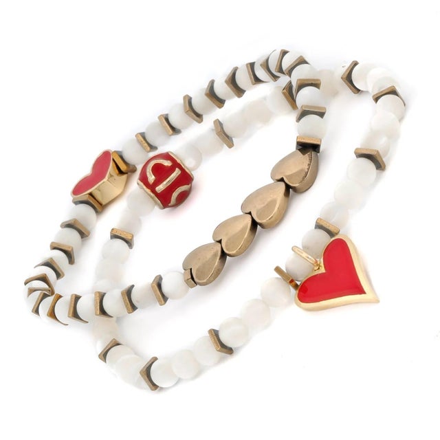 Early 21st Century Valentines Love Red Heart Bracelet Set For Sale - Image 5 of 8