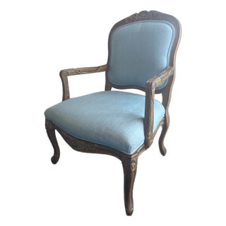 1950s Newly Upholstered Carved-Wood Accent Chair For Sale