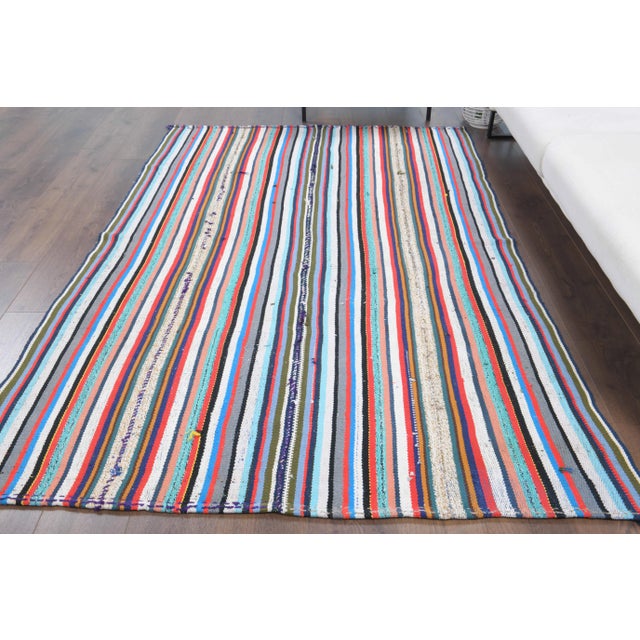 Vintage Turkish Hand-Knotted vintage rug is a semi-antique vintage kilim area rug.'70s Eastern region of Turkey's unique...