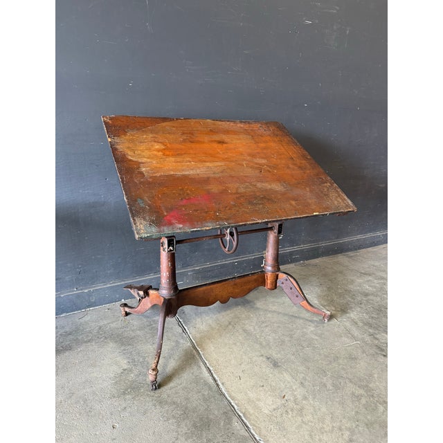 Antique Cast Iron Drafting Table by Keuffel & Esser For Sale - Image 4 of 12