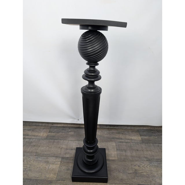 Wood Pedestal Stand in Black Wood For Sale - Image 7 of 14