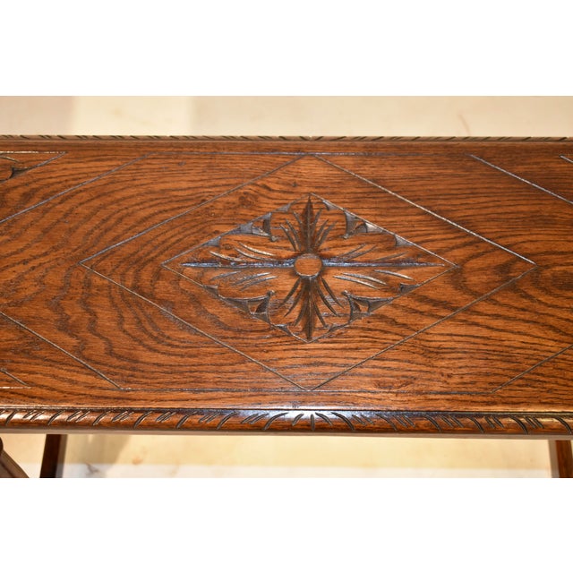 Wood Pair of Late 19th Century English Oak Carved Benches For Sale - Image 7 of 8