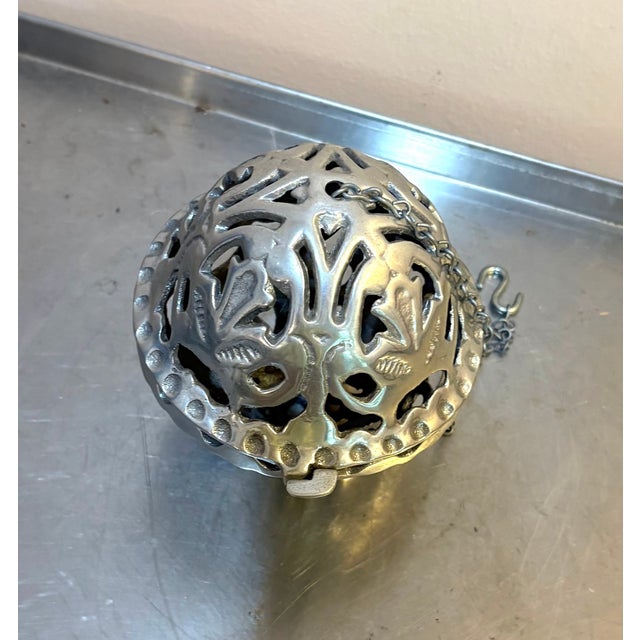 1950s Silver Metal Acorn Candle Lantern For Sale - Image 4 of 4